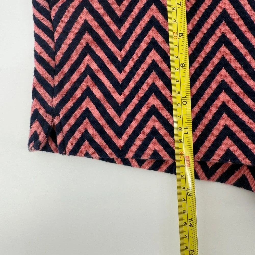 ANN TAYLOR LOFT Women's Size 10 The Riviera Shorts Pink Navy Chevron 100% Cotton - Picture 5 of 10